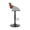 Armen Living Karter Adjustable Gray Faux Leather and Walnut Wood Bar Stool with Black Base LCKTBAWABLGR - alternate 4